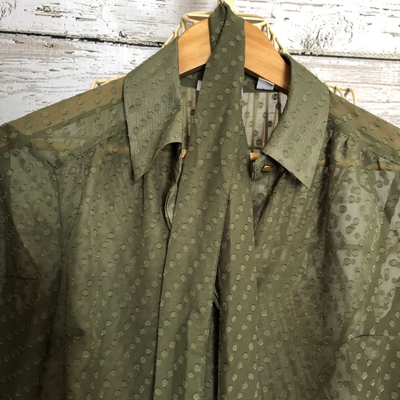 NY & Co green blouse with removable tie - Picture 6 of 6